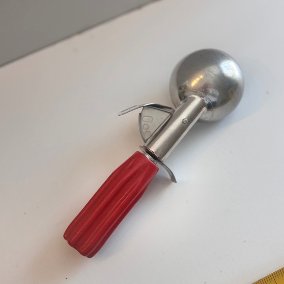 Miracle Stainless Ice‎ Cream Scoop Red Handle Vintage Kitchen Tool Pat Pend - Picture 7 of 8